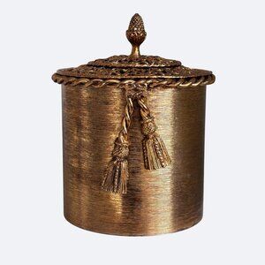 Vtg Toilet Paper Holder Gold Tone Filigree Tassel Acorn Finial Hollywood Regency